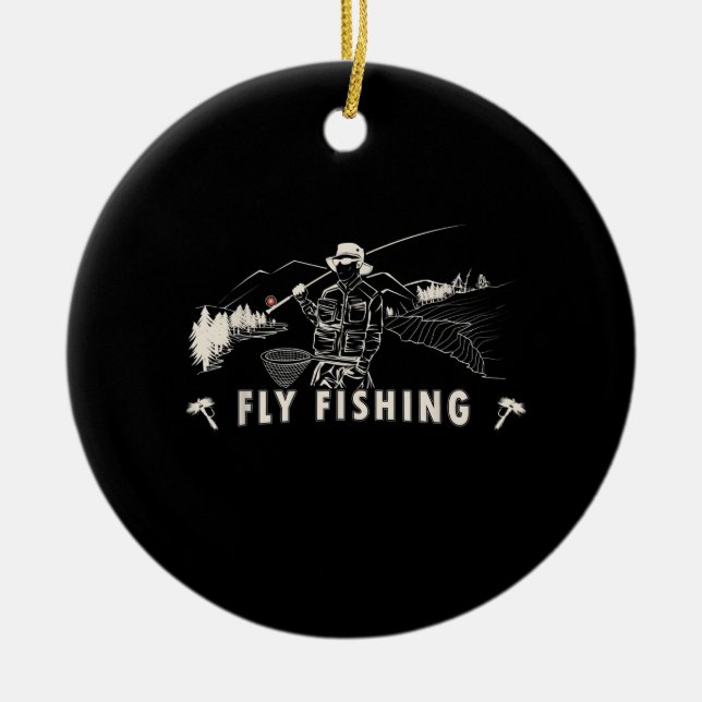 Brown Brook Trout Flygfiske Gift Fisherman Julgransprydnad Keramik (Framsidan)