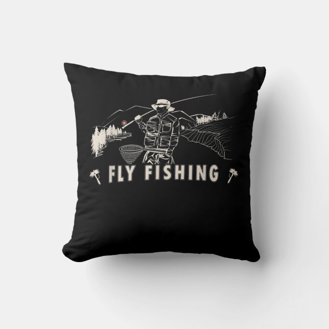 Brown Brook Trout Flygfiske Gift Fisherman Line Kudde (Framsida)