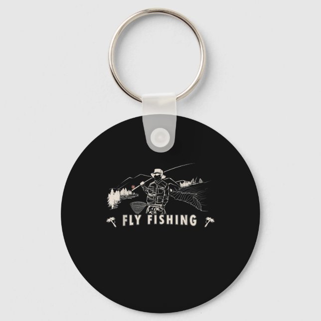Brown Brook Trout Flygfiske Gift Fisherman Line Nyckelring (Framsida)