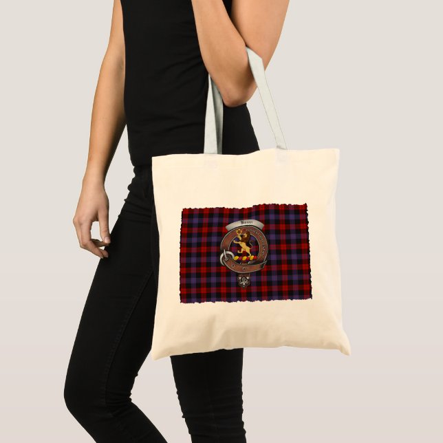 Brown/Broun Klan Badge Tartan Tote Tygkasse (Framsida (produkt))