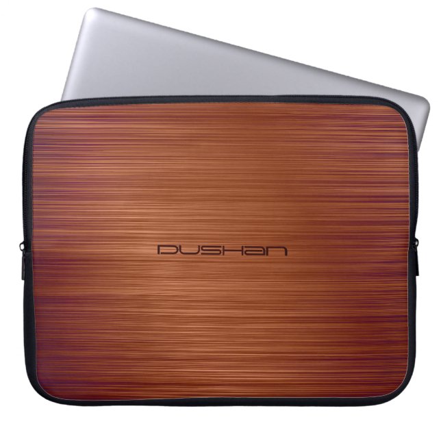 Brown Brushed Metall Mönster-Anpassade Monogram Laptop Fodral (Framsidan)