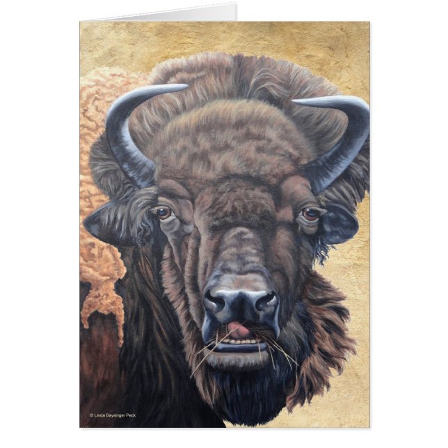 Brown Buffalo Eating Hälsningskort (Framsidan)