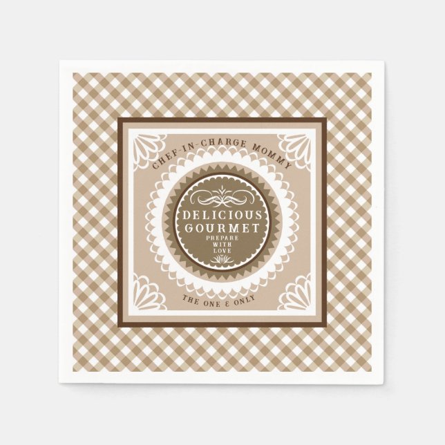 Brown Buffalo Gingham. Napkins Pappersservett (Framsidan)