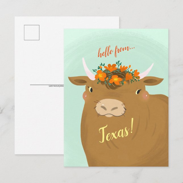 Brown Bull Customize State Postcard Vykort (Fram/baksida)