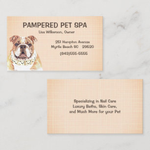 Brown Bulldog Pet Groomer Affärskort Visitkort