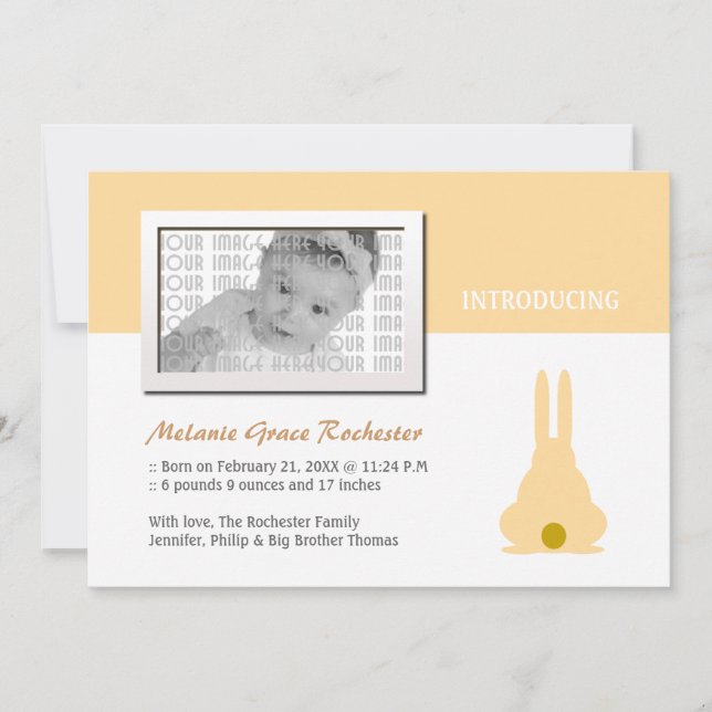 Brown Bunny Birth-meddelande Julkort (Framsida)