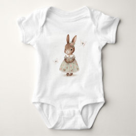 Brown Bunny i en Blommigt Dress T Shirt