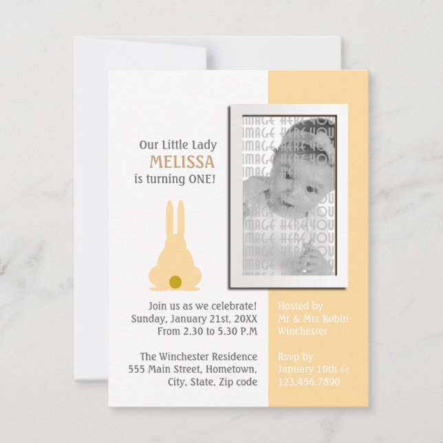 Brown Bunny Photo Birthday Inbjudningar (Framsida)