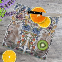 Brown Bunny Rabbit Bird Söt Jacobean Design