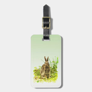 Brown Bunny Rabbit i Grönt Grass Luggage Tag Bagagebricka