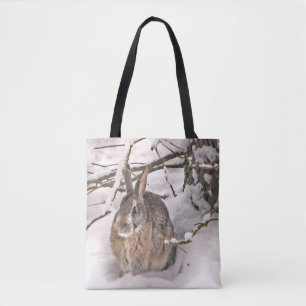 Brown Bunny Rabbit i Snö Animal Tote Bag Tygkasse