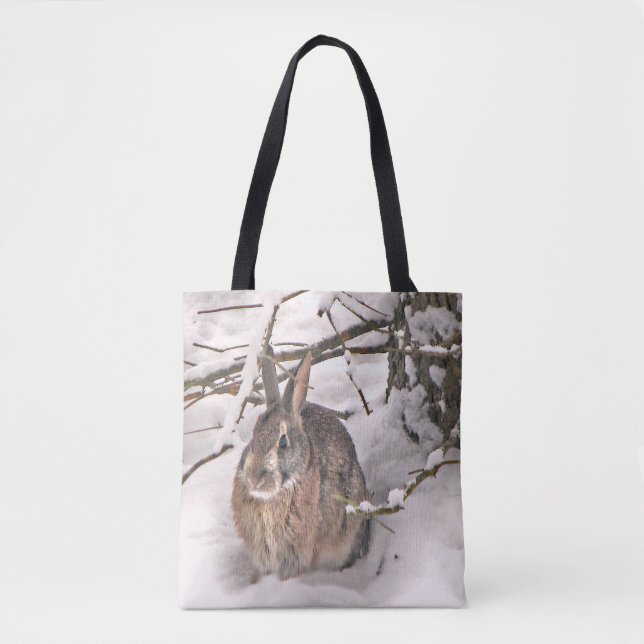 Brown Bunny Rabbit i Snö Animal Tote Bag Tygkasse (Framsida)