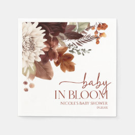 Brown Burgundy Baby i Bloom Blommigt Baby Shower Pappersservett