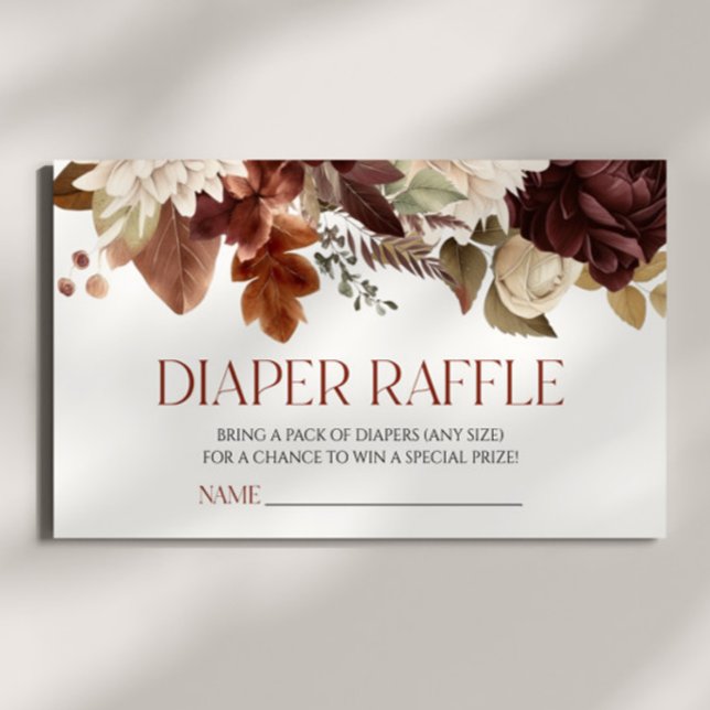 Brown Burgundy Blommigt Baby Shower Raffle Tilläggskort (Skapare uppladdad)