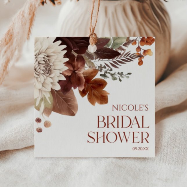 Brown Burgundy Fall in Kärlek Blommigt Möhippa Gåvor Etiketter (Skapare uppladdad)