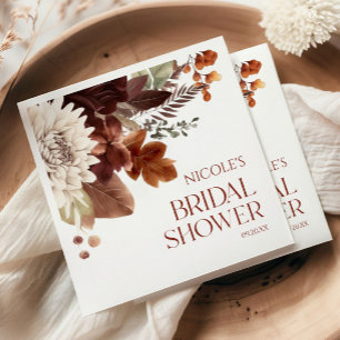 Brown Burgundy Fall in Kärlek Blommigt Möhippa Pappersservett