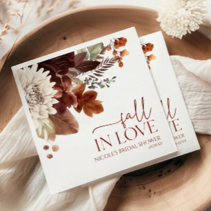 Brown Burgundy Fall in Kärlek Blommigt Möhippa Pappersservett