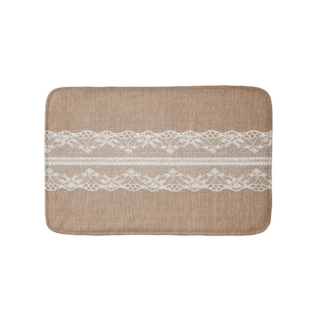 Brown Burlap Av-White Snöre Struktur Badrumsmatta (Framsidan)