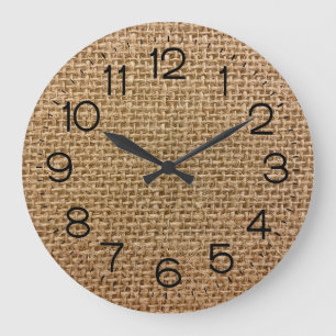 Brown Burlap Large Clock Stor Klocka