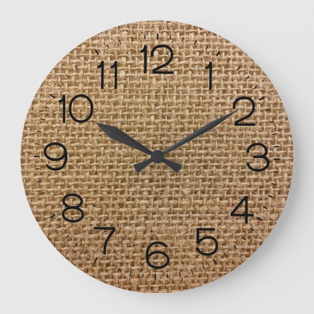 Brown Burlap Large Clock Stor Klocka (Framsida)