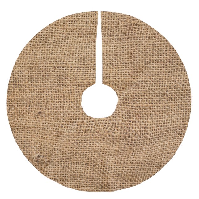Brown Burlap Trasa Sack Struktur Julgransmatta Borstad Polyester (Framsidan)