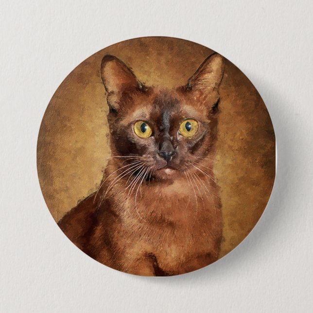 Brown Burmese Cat Artwork Knapp (Framsida)