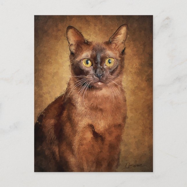 Brown Burmese Cat Helg Vykort (Framsida)