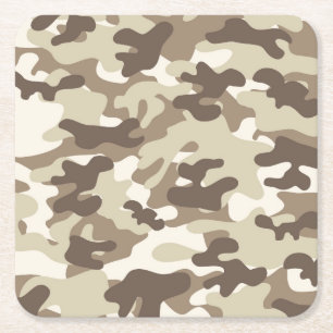 Brown Camo Design Underlägg Papper Kvadrat