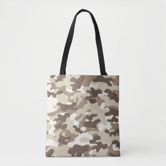 Brown Camouflage Tote Bag Tygkasse (Framsida)