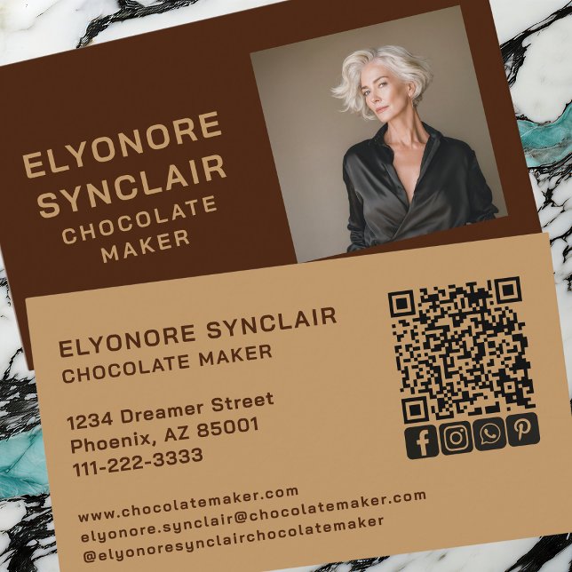 Brown Caramel Chocolate Maker Personal Photo Visitkort (Skapare uppladdad)