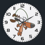 Brown Cartoon Dog Skipping Jump Rope Stor Klocka<br><div class="desc">Keep track of time with a dose of energy and humor with this brown cartoon dog jump rope clock. This whimsical wall clock features a playful puppy skipping, making it a perfect addition to a home gym, kids bedroom, or office space. The athletic animal design serves as a fun reminder...</div>