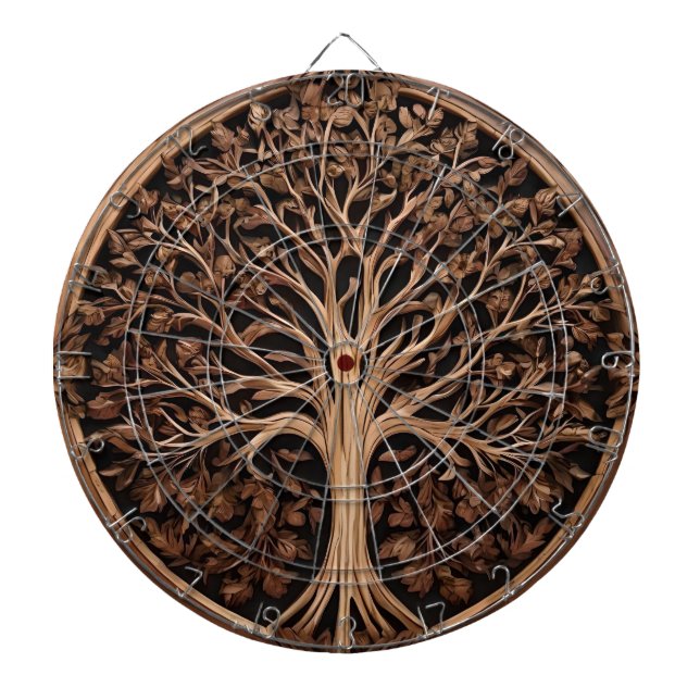 Brown Carved Australian Waratah Träd Print, Darttavla (Framsidan)