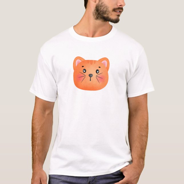 Brown Cat Cute Ansikte T-Shirt (Framsida)