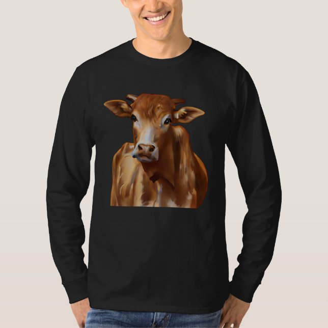 Brown Cattle Cow T Shirt (Framsida)