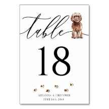 Brown Cavapoo puppy Bröllop Calligraphy Namnteckni