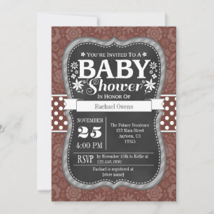 Brown Chalkboard Blommigt Baby Shower Inbjudan