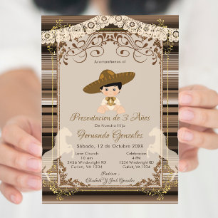 Brown Charro Mexican Tres Anos Boy-inbjudan Inbjudningar