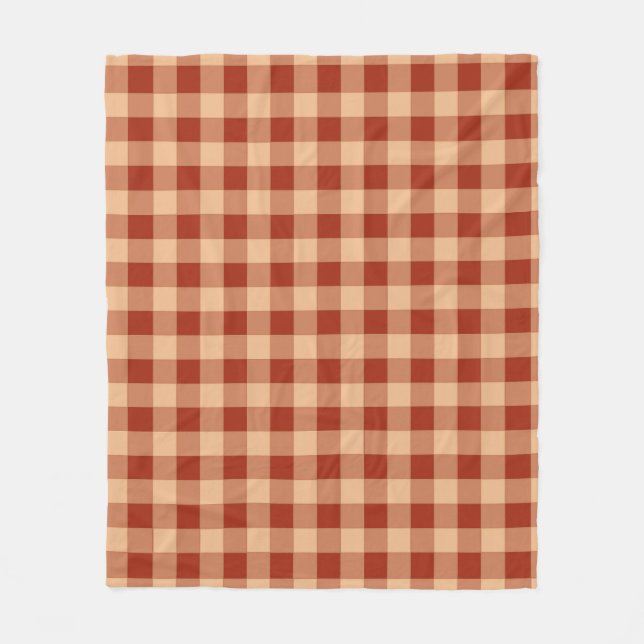 Brown Checkered Gingham Mönster Fleecefilt (Framsidan)