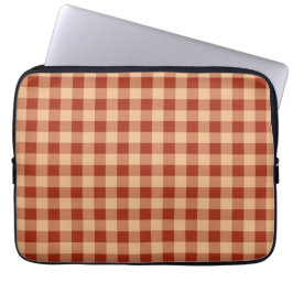 Brown Checkered Gingham Mönster Laptop Fodral