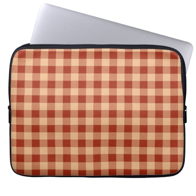 Brown Checkered Gingham Mönster Laptop Fodral (Framsidan)