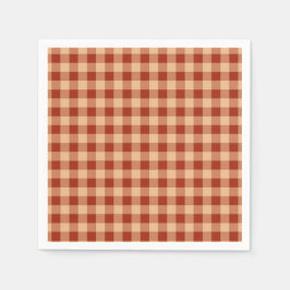 Brown Checkered Gingham Mönster Pappersservett