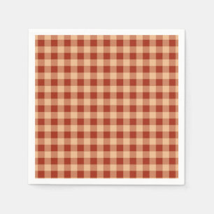 Brown Checkered Gingham Mönster Pappersservett