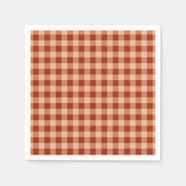 Brown Checkered Gingham Mönster Pappersservett (Framsidan)