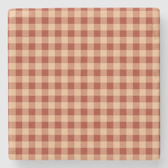 Brown Checkered Gingham Mönster Stenunderlägg (Framsidan)