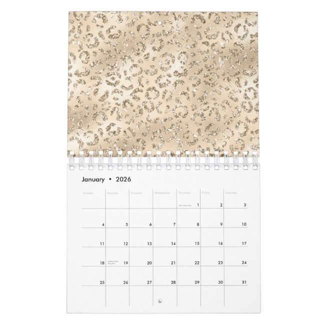 Brown Cheetah Leopard Skin Print Mönster Animal Kalender (Jan 2026)