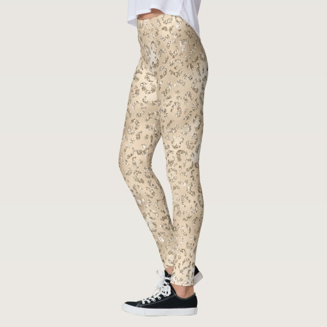 Brown Cheetah Leopard Skin Print Mönster Animal Leggings (Vänster)