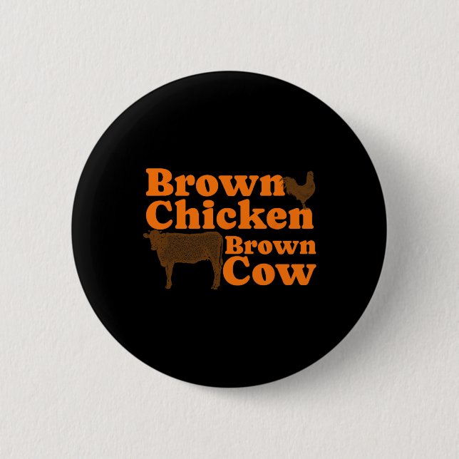 Brown Chicken Brown Cow Retro Music Bow Chicka Wow Knapp (Framsida)