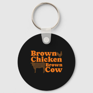 Brown Chicken Brown Cow Retro Music Bow Chicka Wow Nyckelring