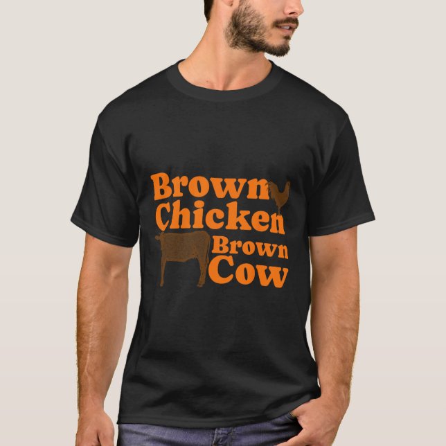 Brown Chicken Brown Cow Retro Music Bow Chicka Wow T Shirt (Framsida)