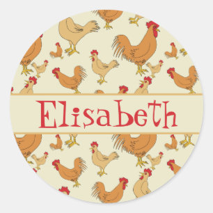 Brown Chicken Design Personalize Runt Klistermärke